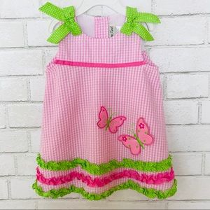 Baby Girl Seersucker Pink Dress Butterflies